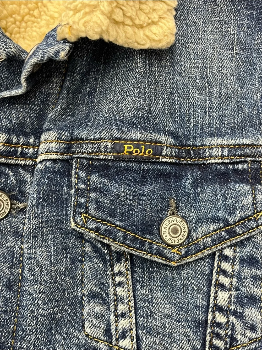 Polo Ralph Lauren Teddy Fleece Lined Denim Trucker Jacket Boys Size 6